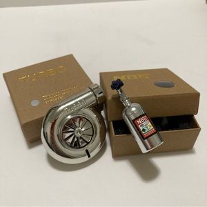 NOS bottle shaped and spinning turbo air freshener combo silver